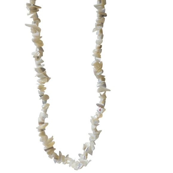 Boho White Mother Of Pearl Chip Bead Chunky Necklace Fashion Jewelry Women - Picture 1 of 5